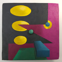 A painted graduation cap that toys with the concepts of space and repetition.