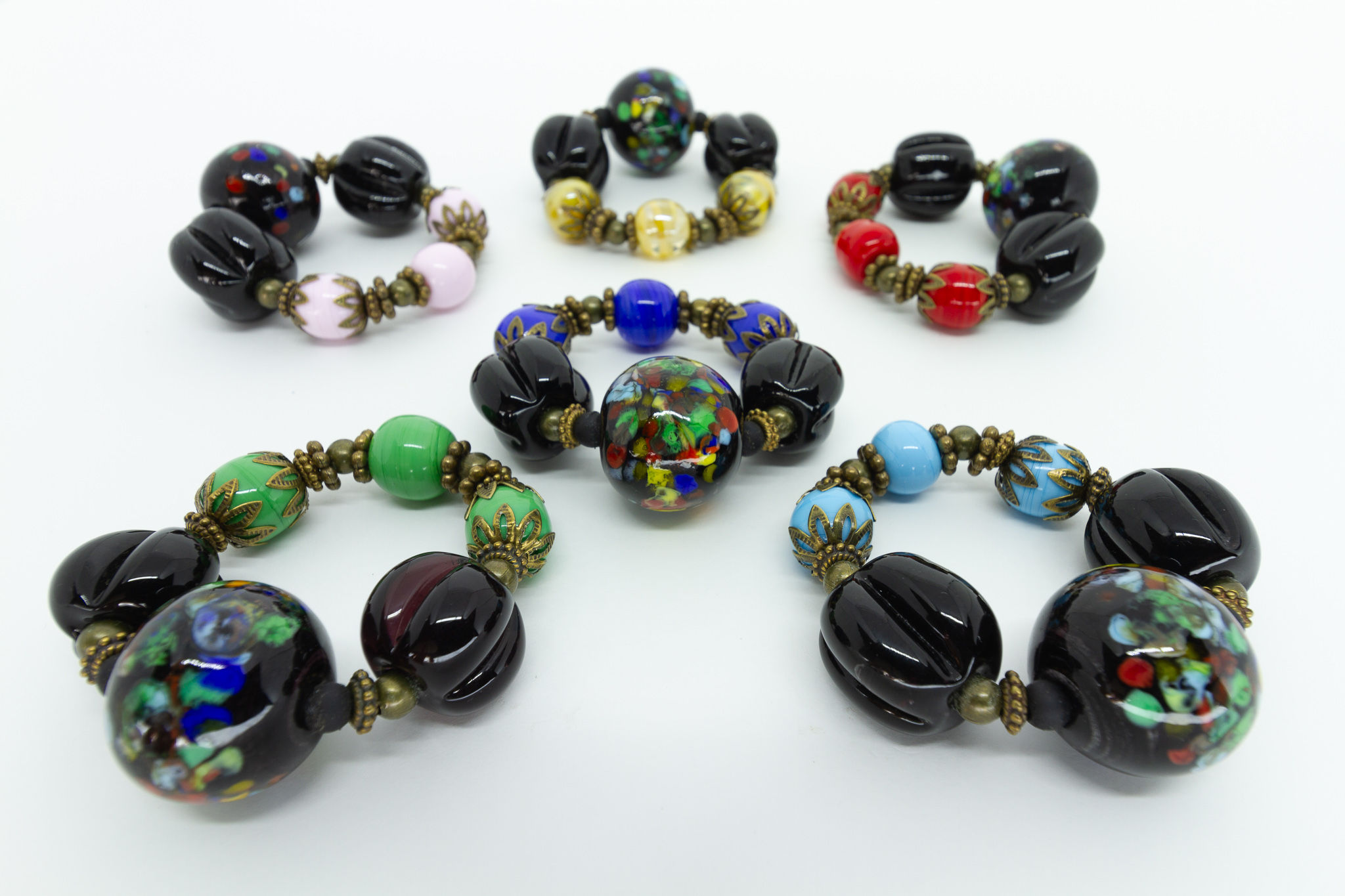 Anel de Murano Preto PT21 - Kit com 6 anéis