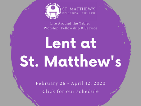 Lent 2020 Schedule