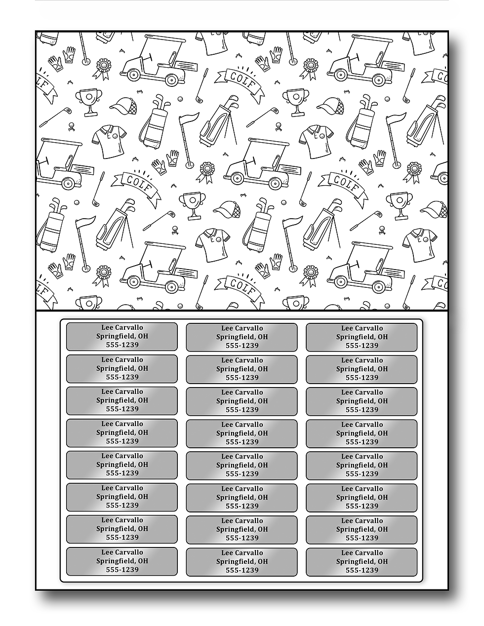 Thumbnail: - Waterproof Golf Club Labels - Silver with Black Text | Custom