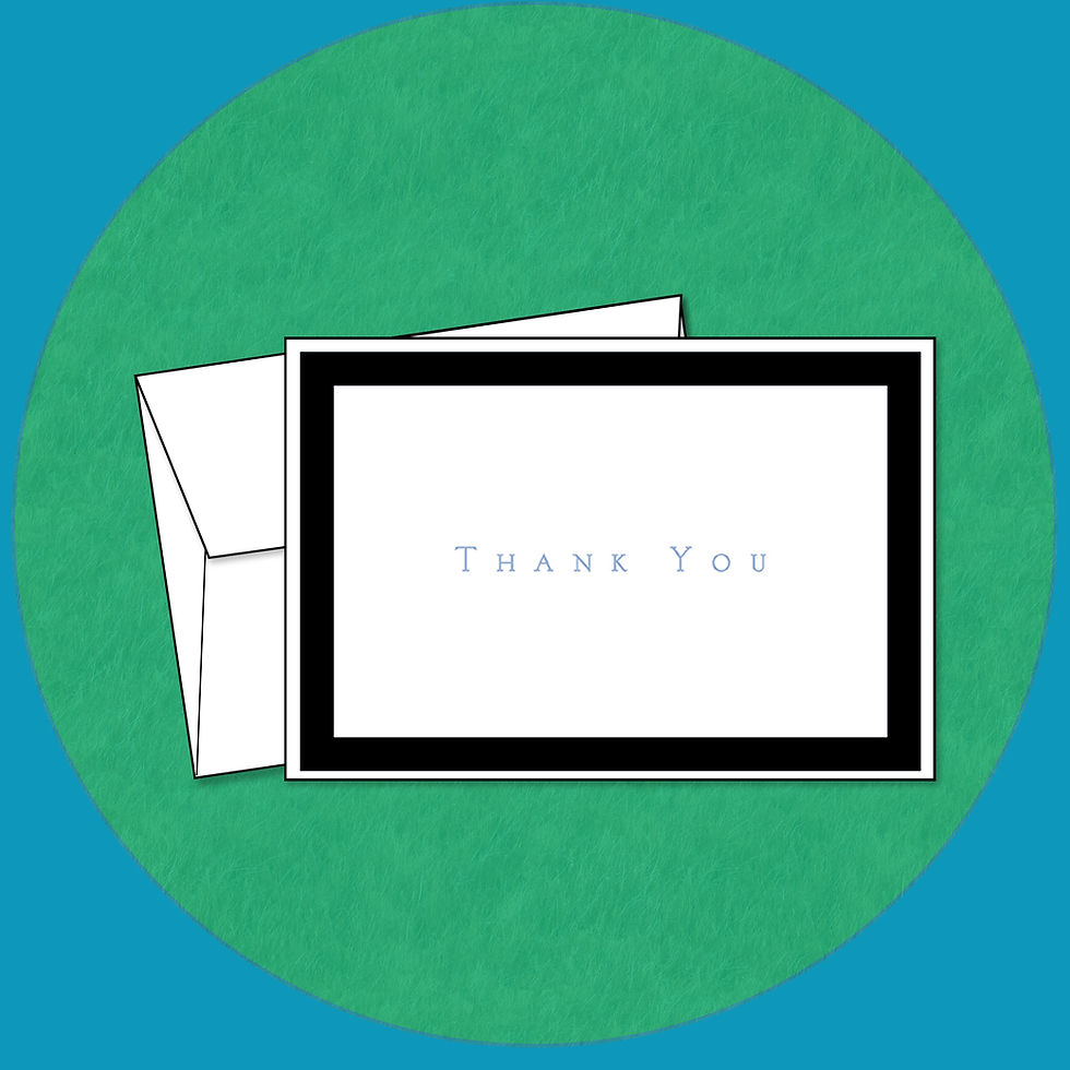 Thank You Card & Envelope Set - (Black Border) - Blank Inside