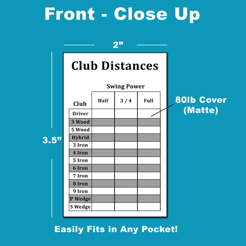 Pro+ Pocket Caddie Clubs Putter Distance Chart
