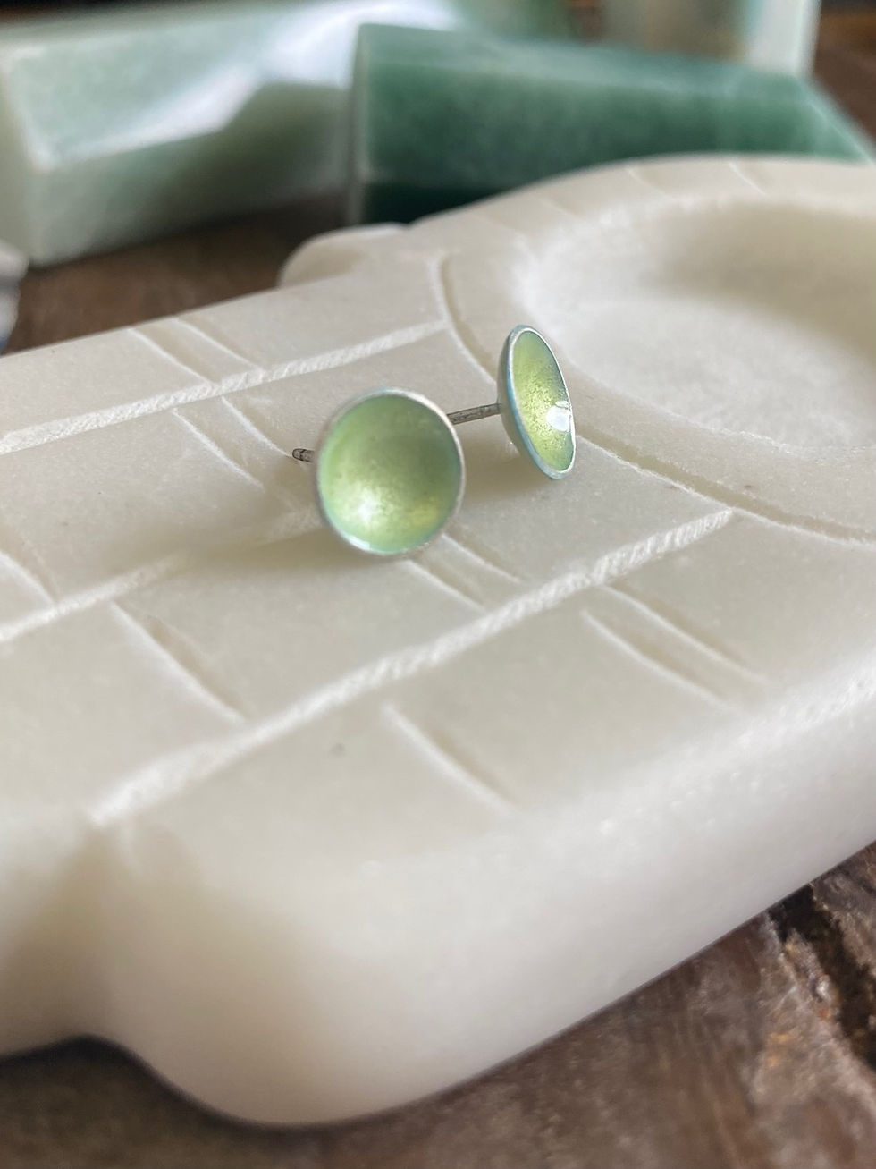 Thumbnail: Sterling Silver Enamel Stud Earrings