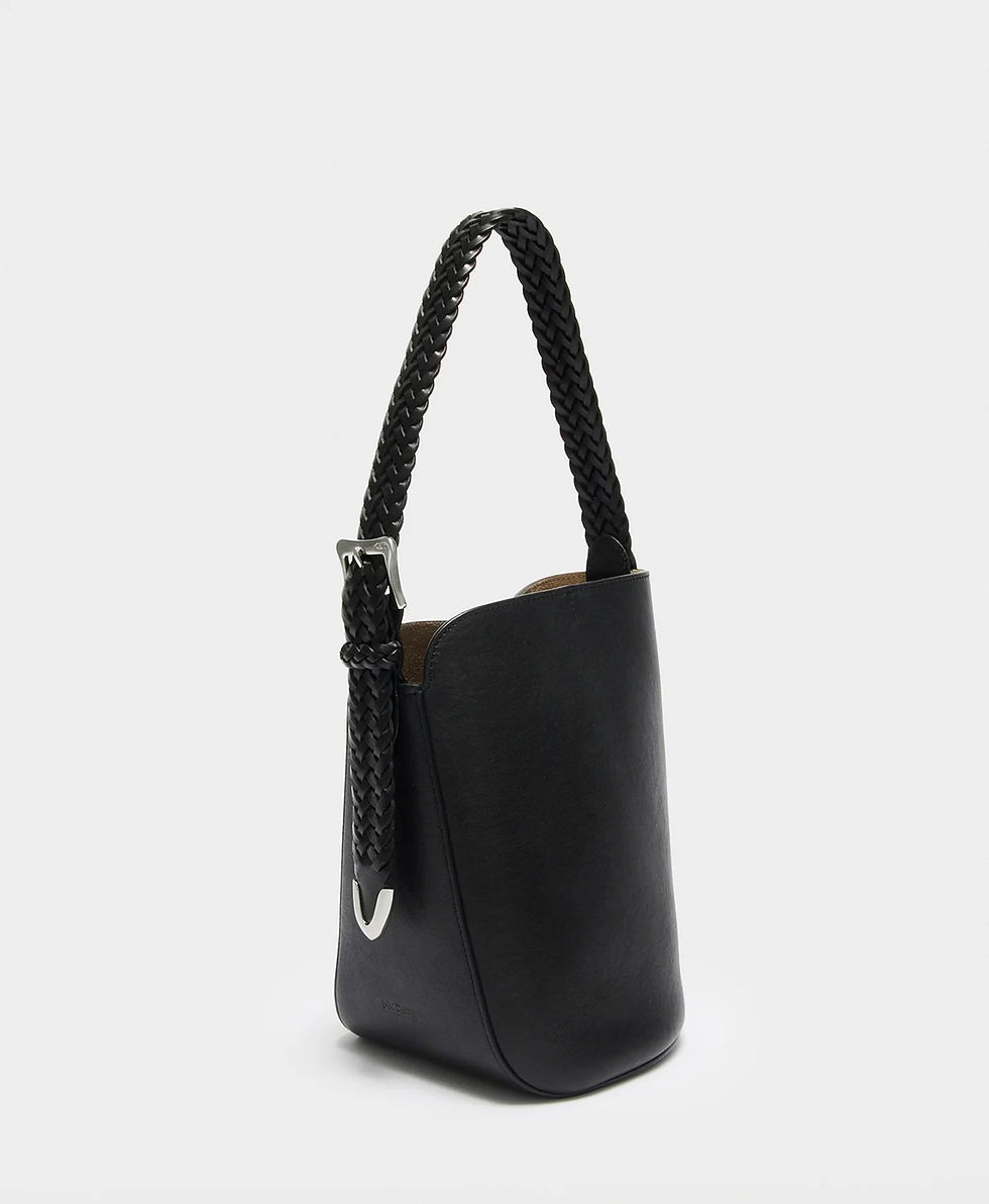 Mini Quiver Bucket with Plaited Handle in Black