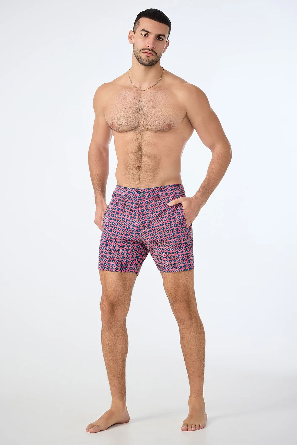 Honolulu Board Short – Himari Herringbone: Geometric printed board shorts