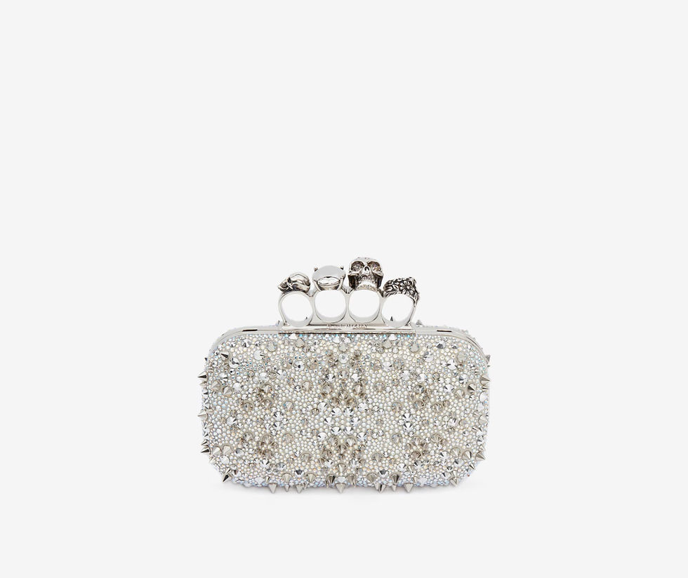 Knuckle Clutch (White crystal and studs)