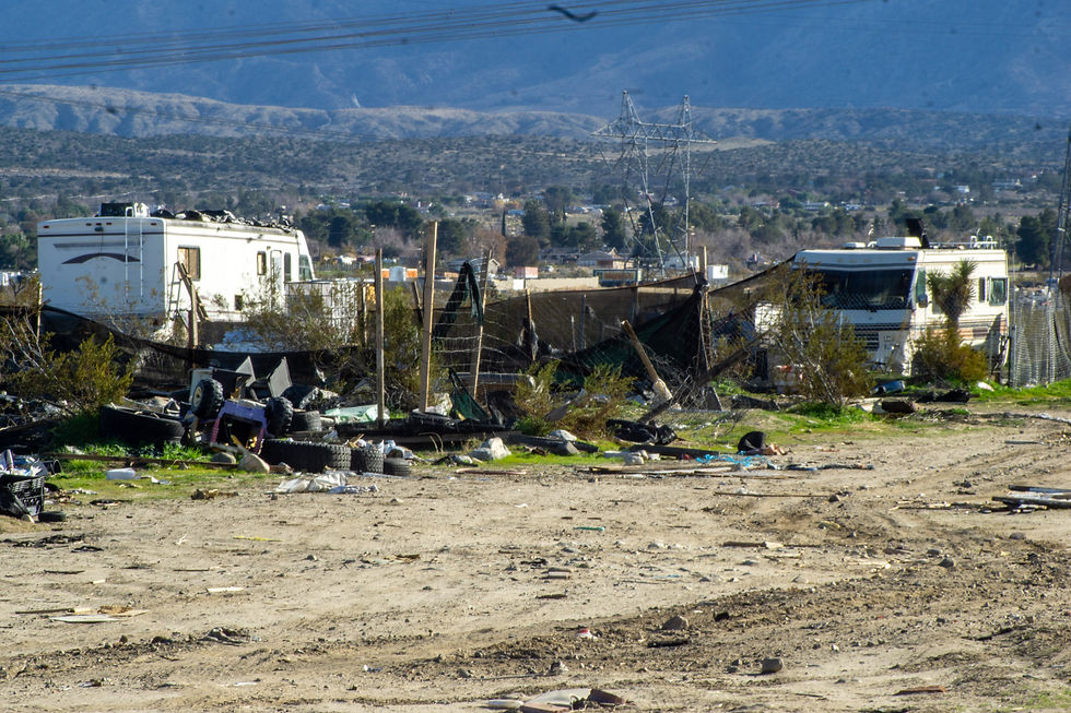 Homeless encampment in the Antelope Valley, CA.