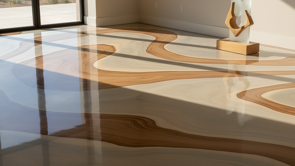 Close-up view of shiny epoxy floor with a smooth finish
