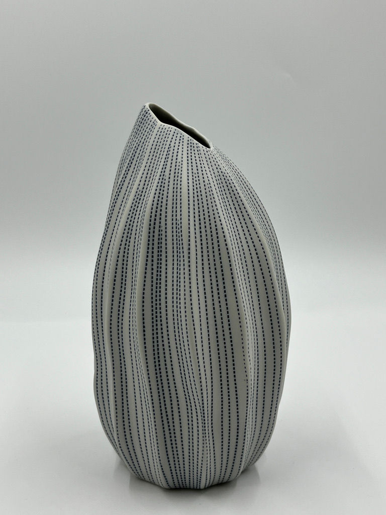 Thumbnail: Blue & White Faceted Vase  (Porcelain)