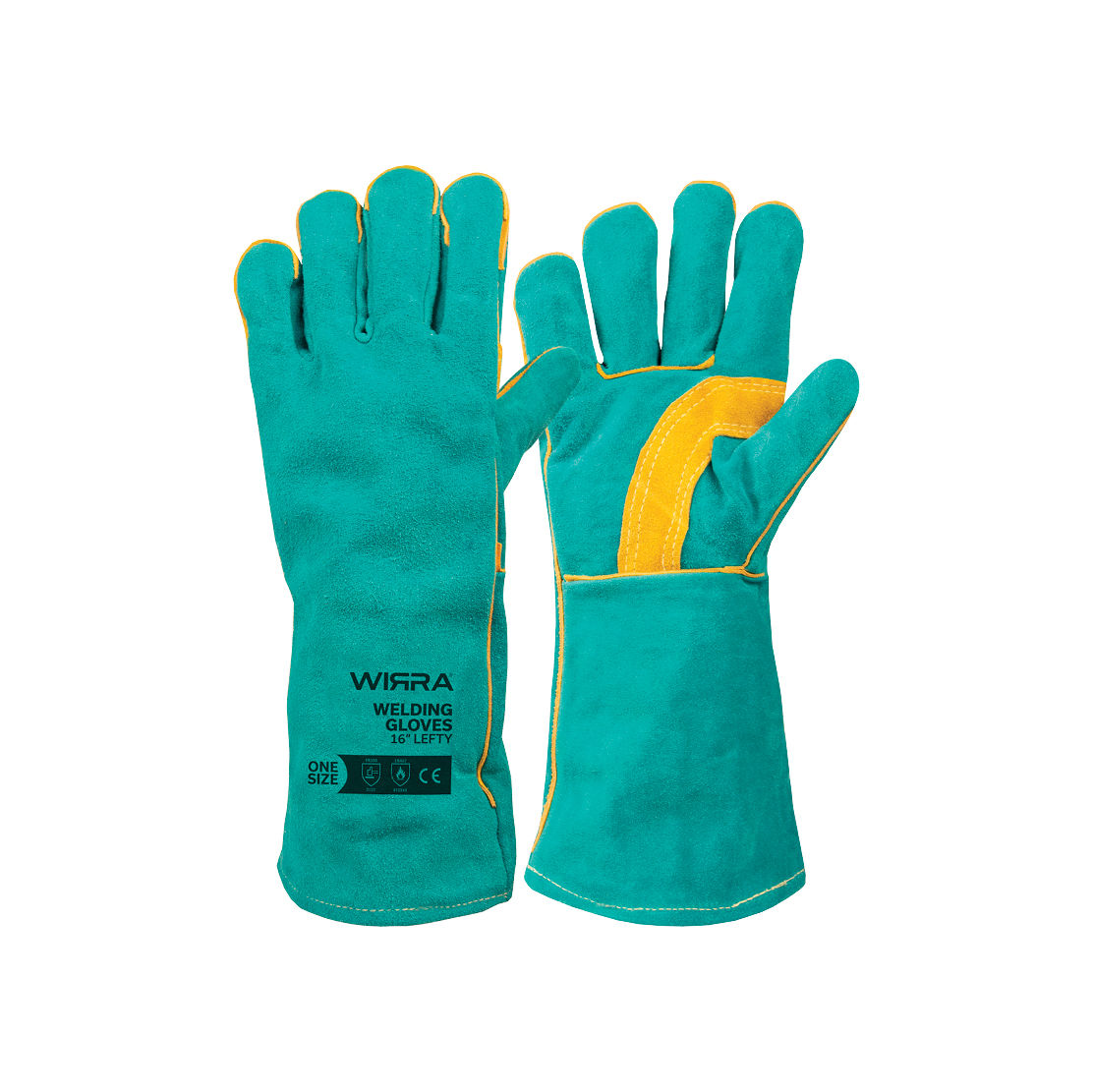 Left Handed Green/Gold Welding Gloves