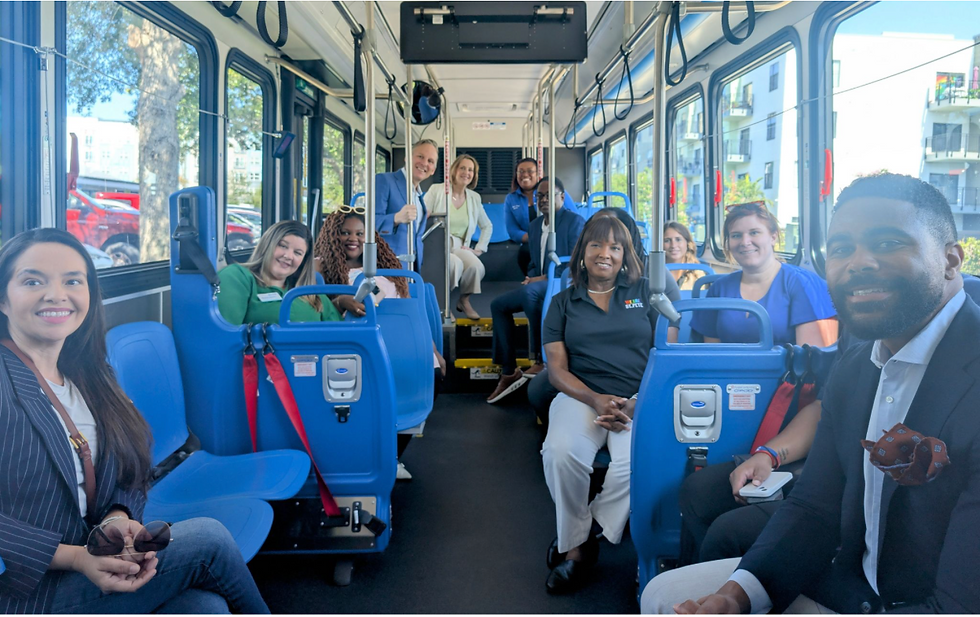 Chris Hackney (right), chief lending officer for Lendesca, toured  Black-owned small businesses with Congresswoman Kathy Castor’s (back left) office and local stakeholders when he still led BayFirst Bank’s SBA and USDA lending division. Photo by Mark Parker. 