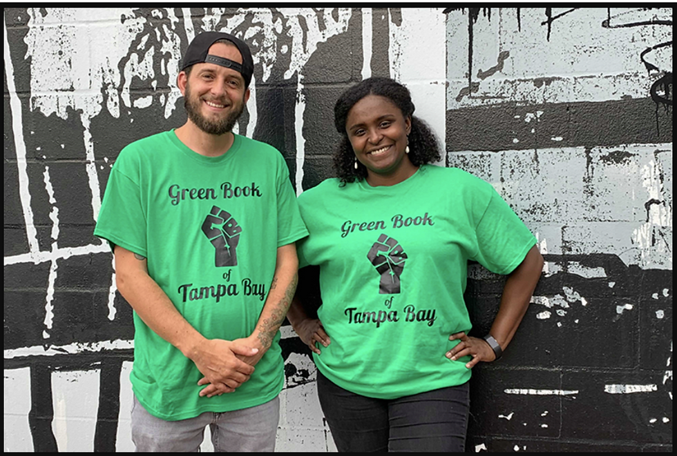 Green Book of Tampa Bay was founded in 2019 and has long worked to uplift Black-owned businesses, artists, storytellers, and cultural spaces throughout the region. Pictured are GBTB co-founders Joshua Bean and Hillary Van Dyke. Image courtesy of J.A. Jones, photographer.
