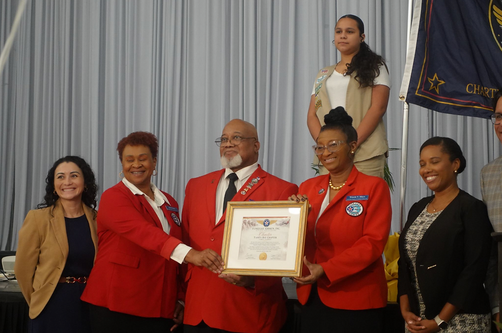 Dr. Catherine White of Hillsborough county schools, 1st Vice President Erica Jones, 2nd Vice President Lt. Colonel Russell Rogers, Tampa Bay Tuskegee Charter president Wanda Mays and Tampa City Councilwoman Naya Young.