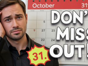 Worried man in front of a calendar with text saying 'Don't Miss Out!