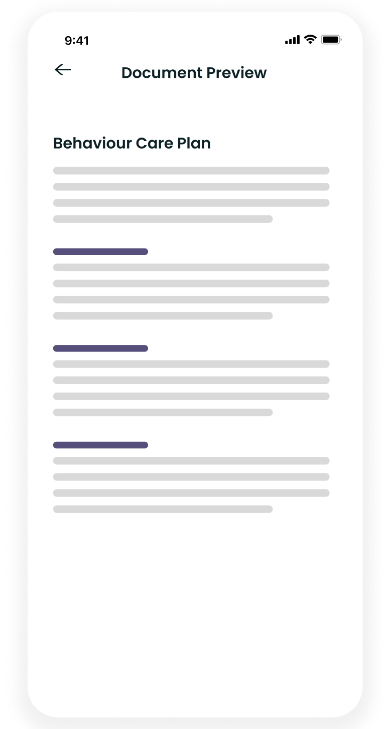 Care Plan App | A mock-up off Qwikify's care plan app.