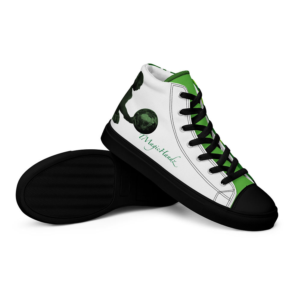Thumbnail: TMagicHandz® Branded Men’s High Top Canvas Shoes (White/Floral)