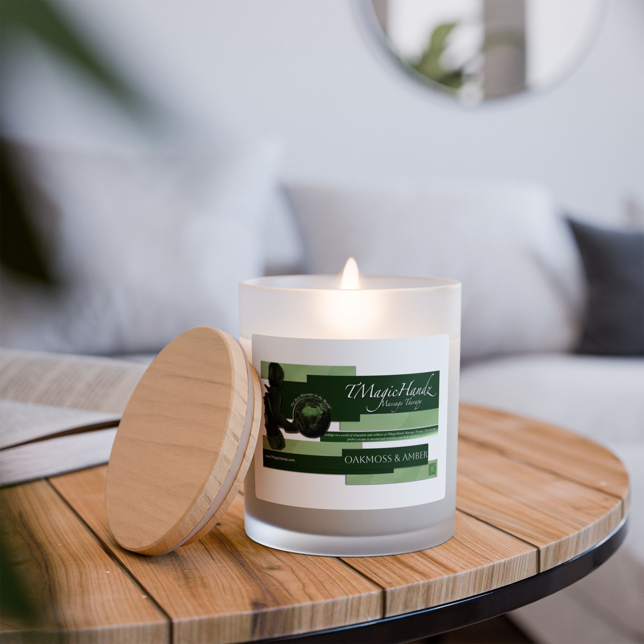 TMagicHandz® Oakmoss & Amber Frosted Glass Aromatherapy Candle (11oz)