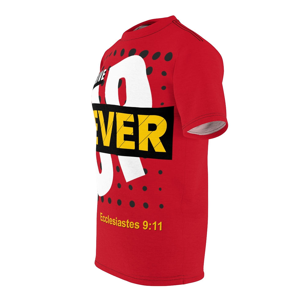 Thumbnail: "NEVER GIVE UP" - Red Unisex Cut & Sew Tee