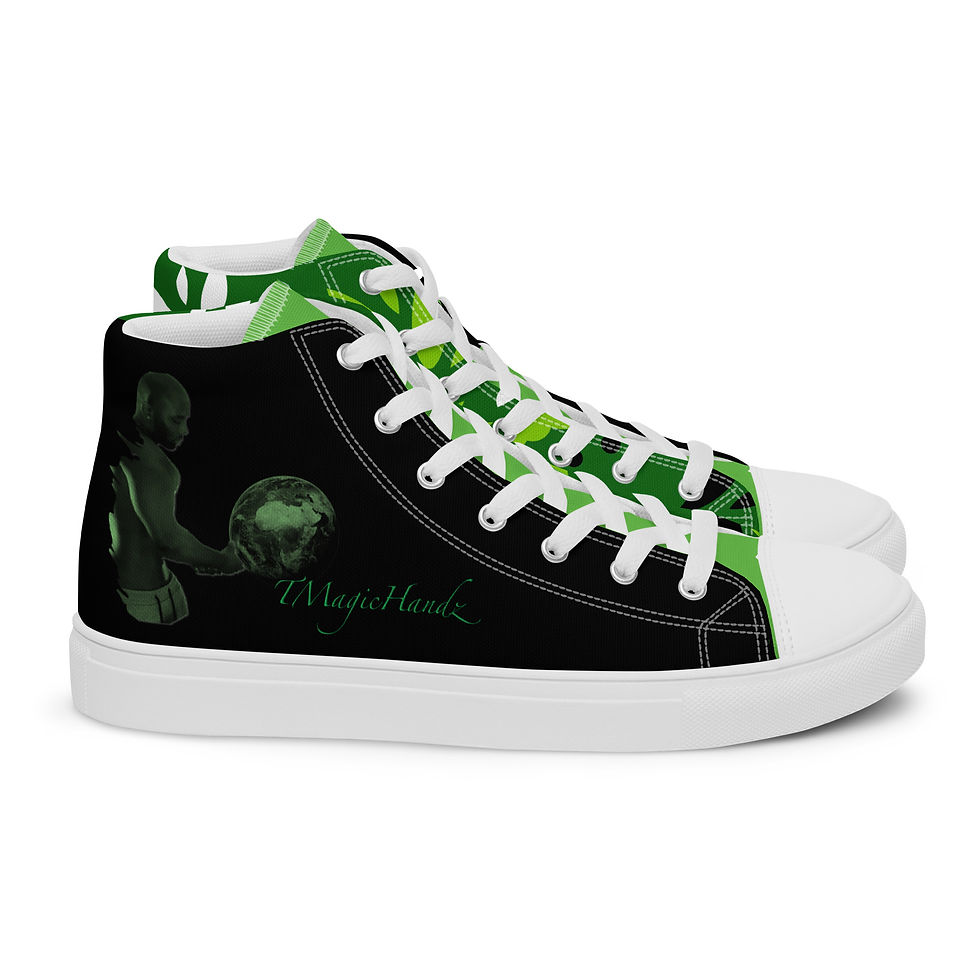 Thumbnail: TMagicHandz® Branded Men’s High Top Canvas Shoes (Black/Floral)