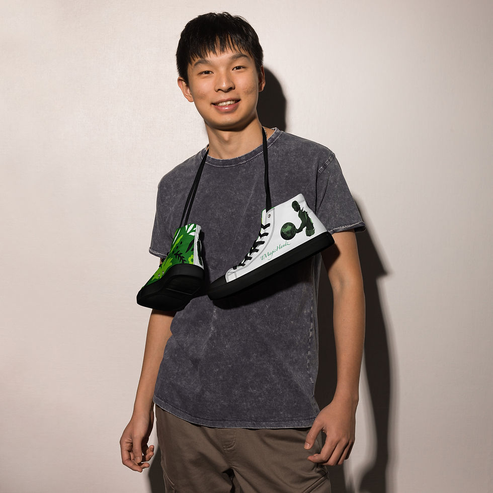 Thumbnail: TMagicHandz® Branded Men’s High Top Canvas Shoes (White/Floral)
