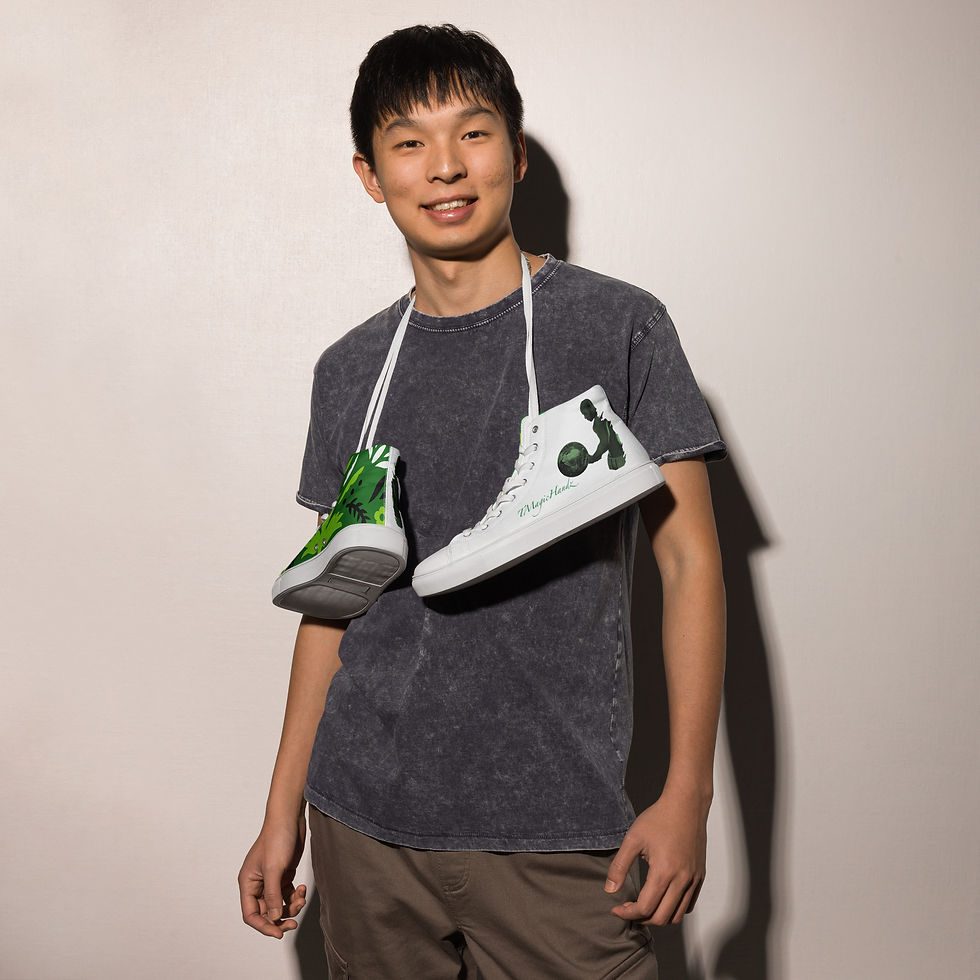 Thumbnail: TMagicHandz® Branded Men’s High Top Canvas Shoes (White/Floral)