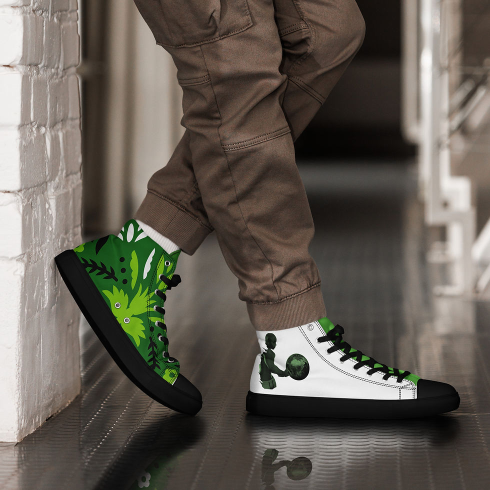 Thumbnail: TMagicHandz® Men’s High Top Canvas Shoes (White/Floral)