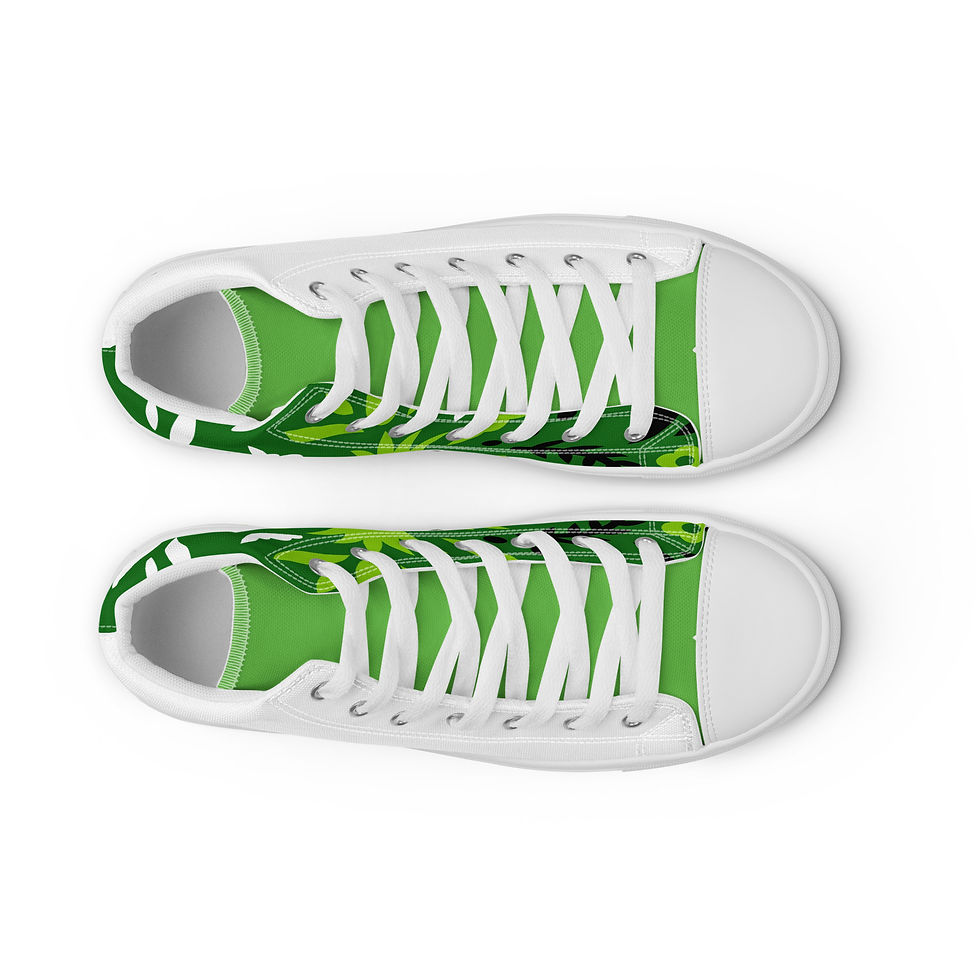 Thumbnail: TMagicHandz® Branded Men’s High Top Canvas Shoes (White/Floral)