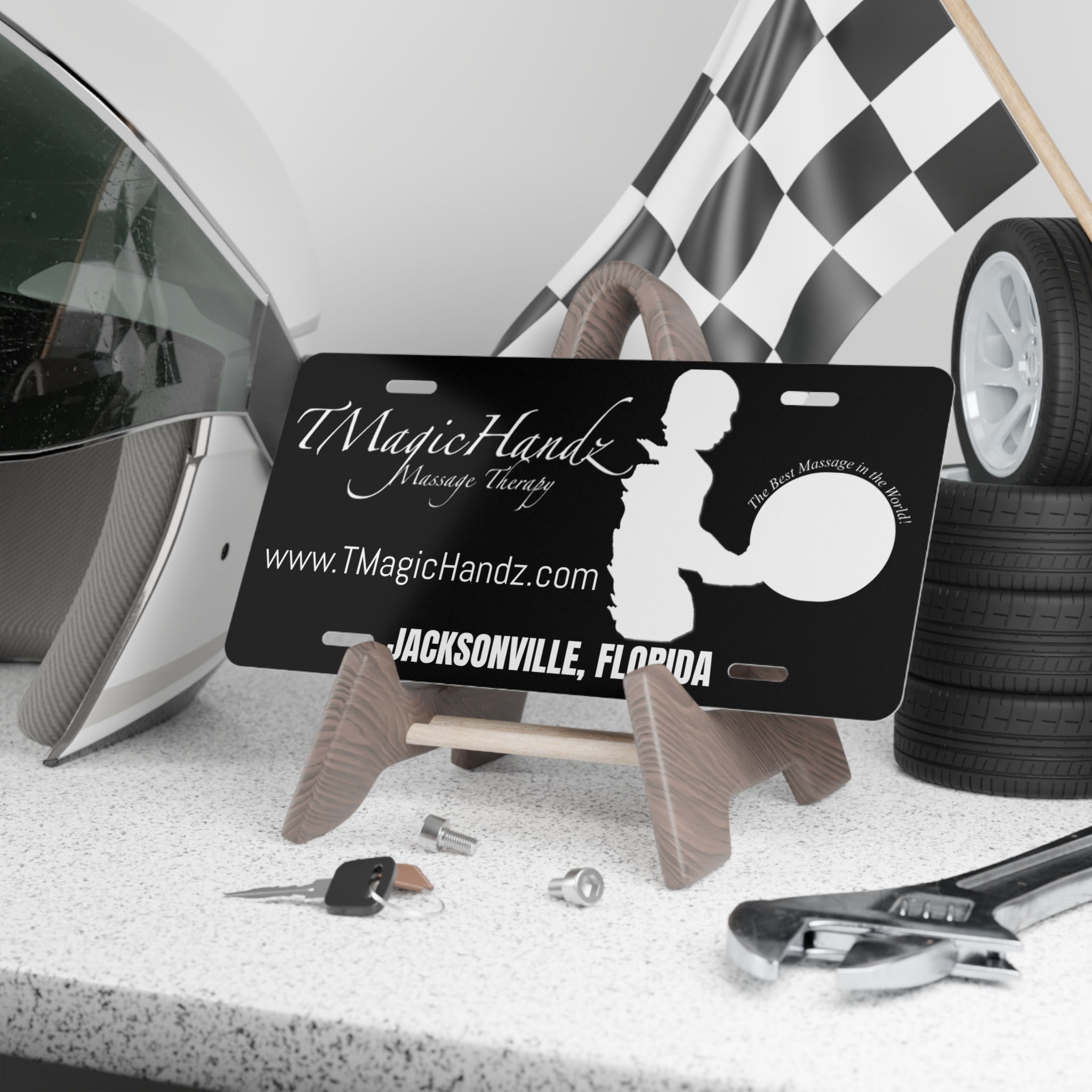 TMagicHandz® Black & White Vanity License Plate