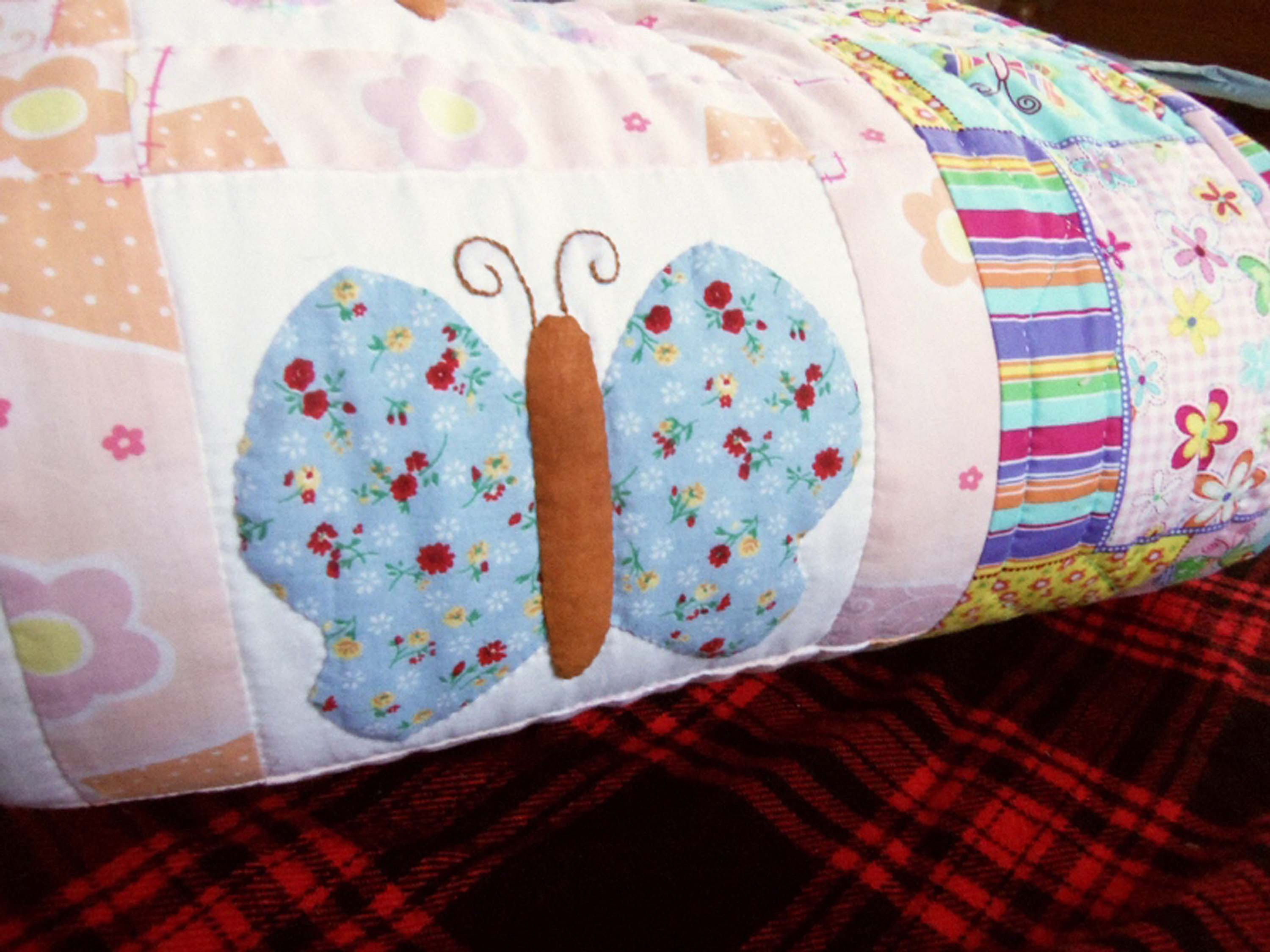 Butterfly Quilt, Patchwork, Twin Sized, Handmade