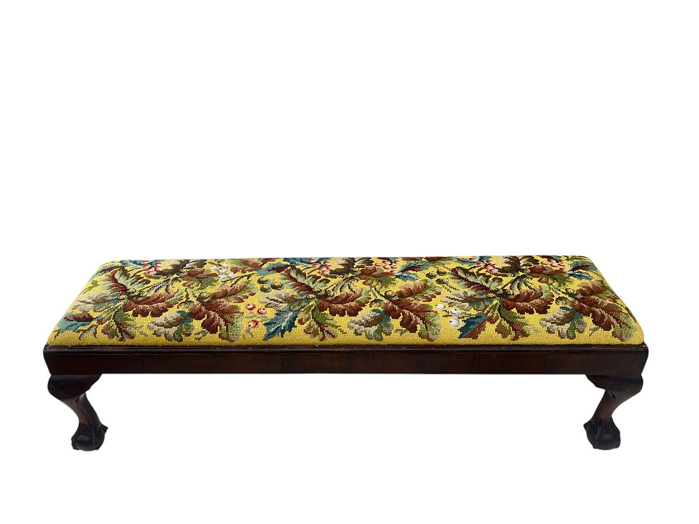 Thumbnail: Antique needlepoint tapestry footstool