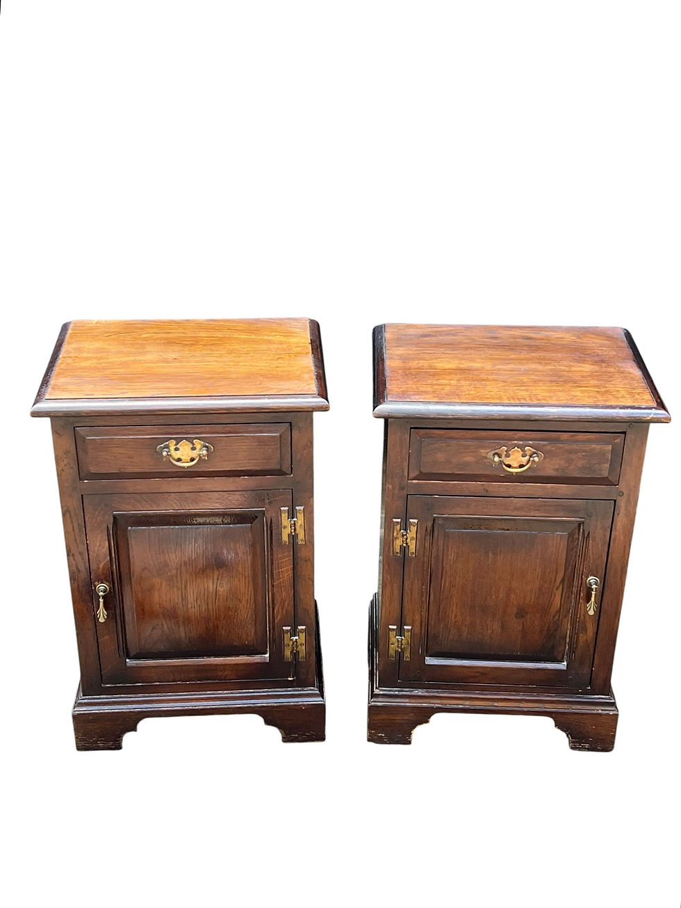 Thumbnail: Antique style vintage Oak bedside cupboards 