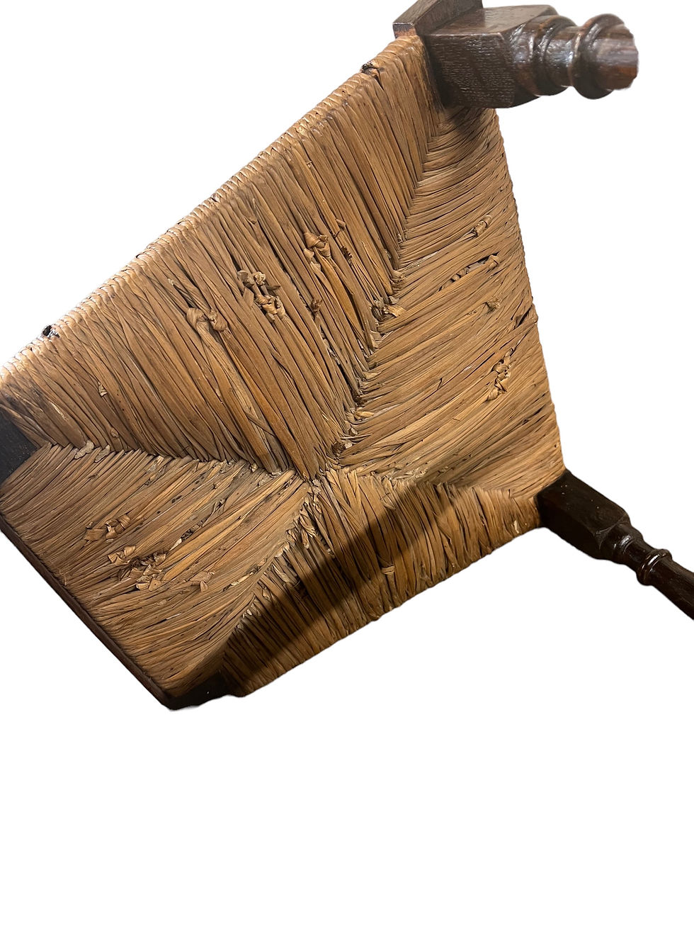 Thumbnail: Antique Oak spindle back and rush chair
