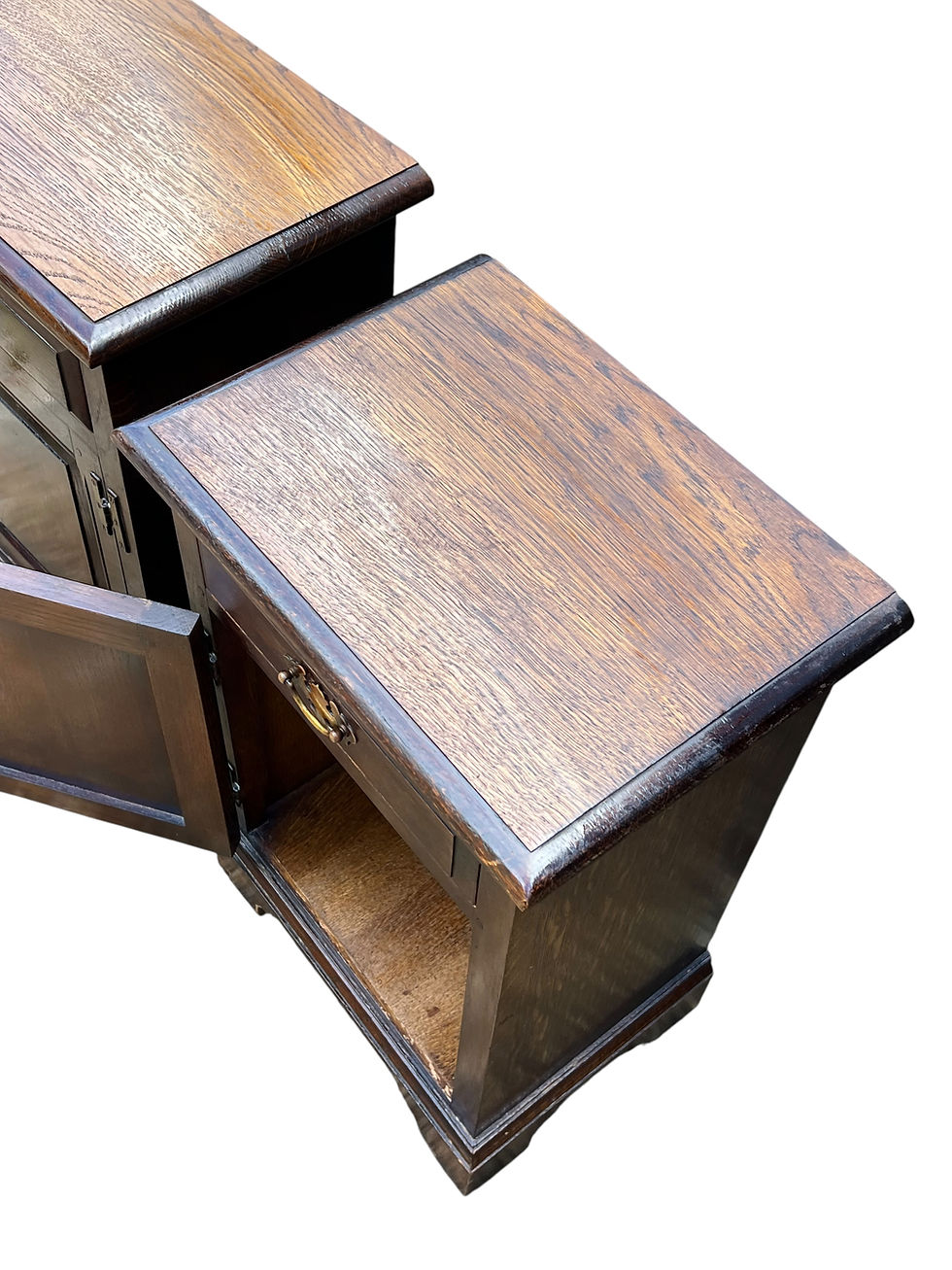 Thumbnail: Antique style vintage Oak bedside cupboards