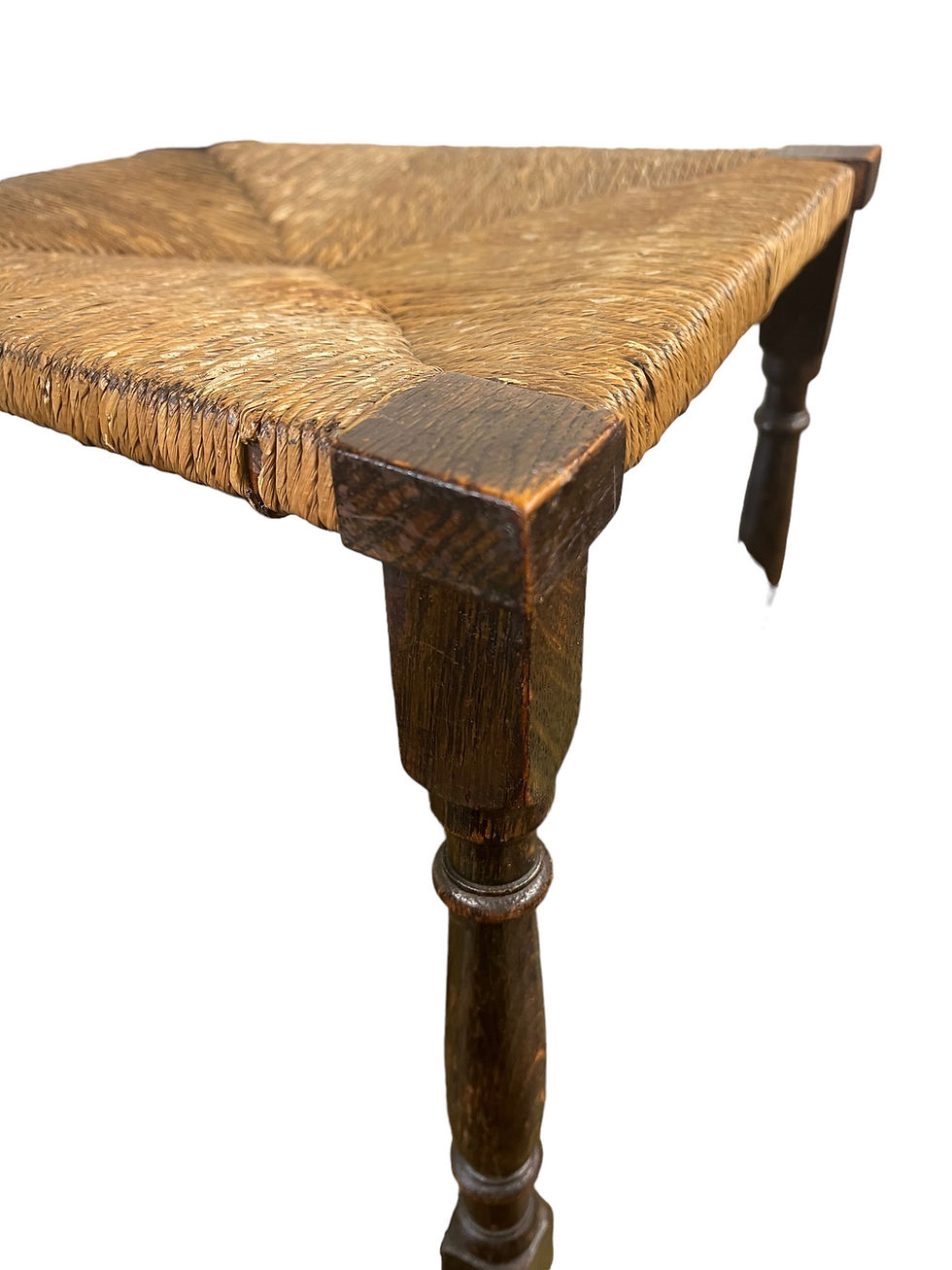 Thumbnail: Antique Oak spindle back and rush chair