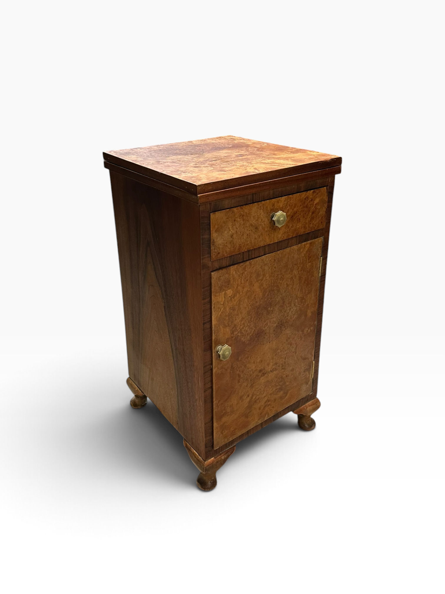 Deco Burr Walnut bedside cupboard