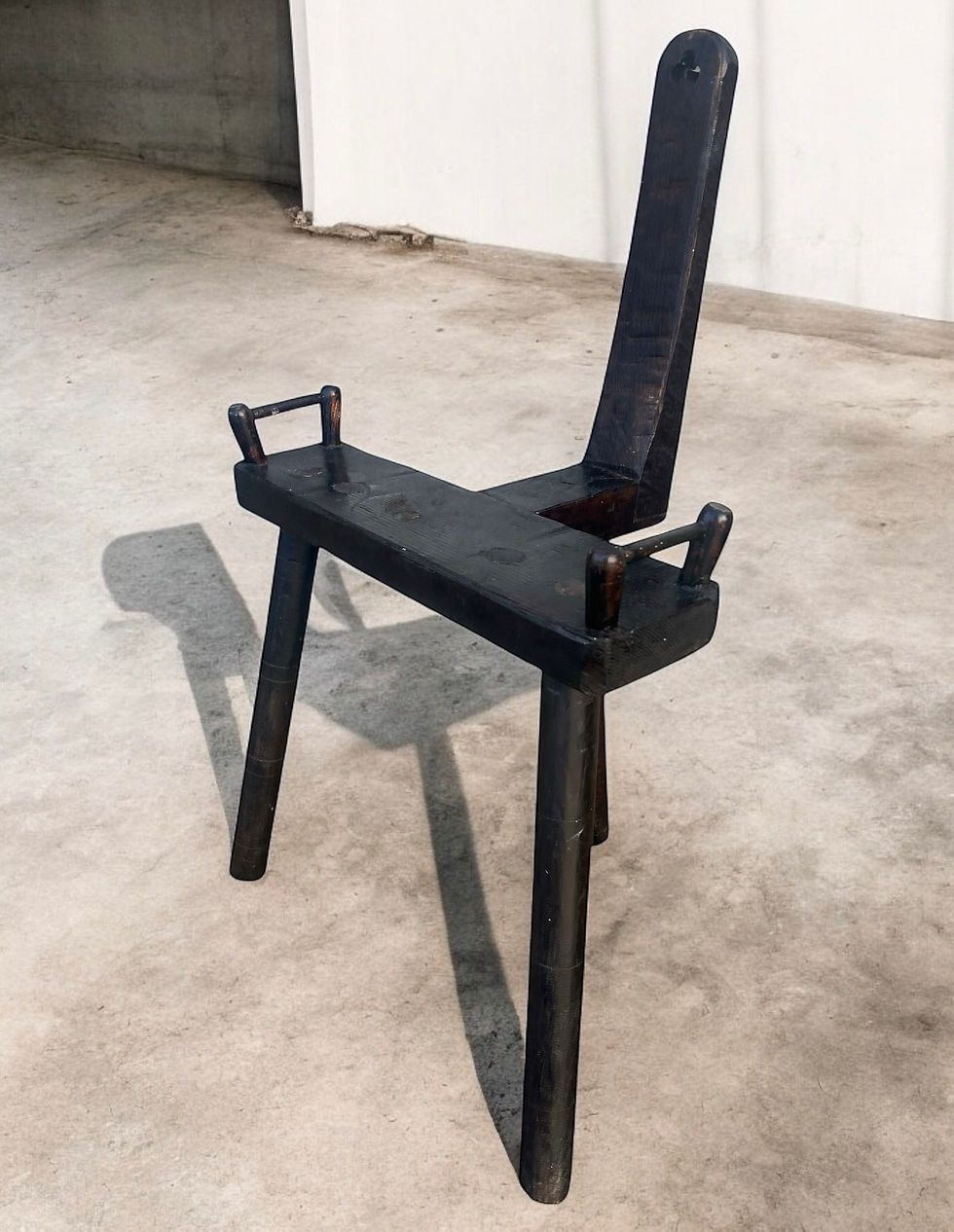 European Oak Rustic tripod stool