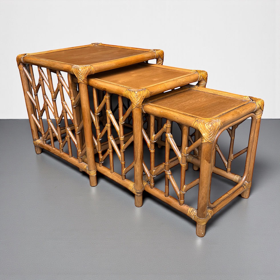 Mid century Rattan and Bamboo nest of tables