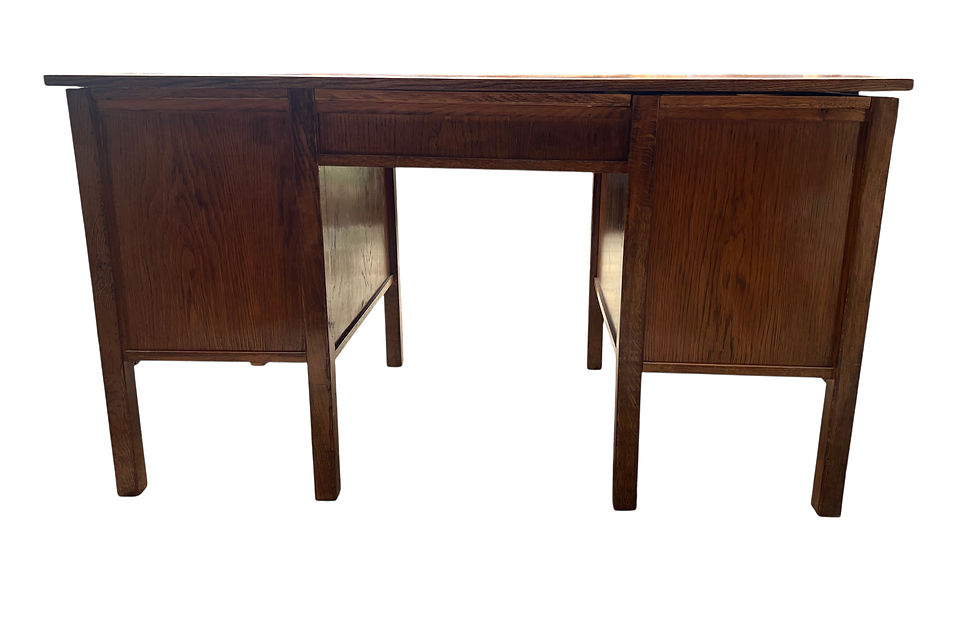 Thumbnail: Vintage late Deco 1930’s Oak pedestal desk  