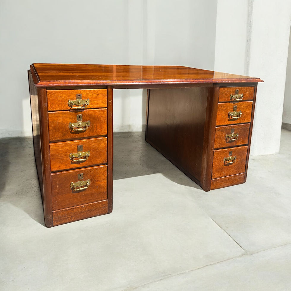 Large Antique  partner pedestal desk 