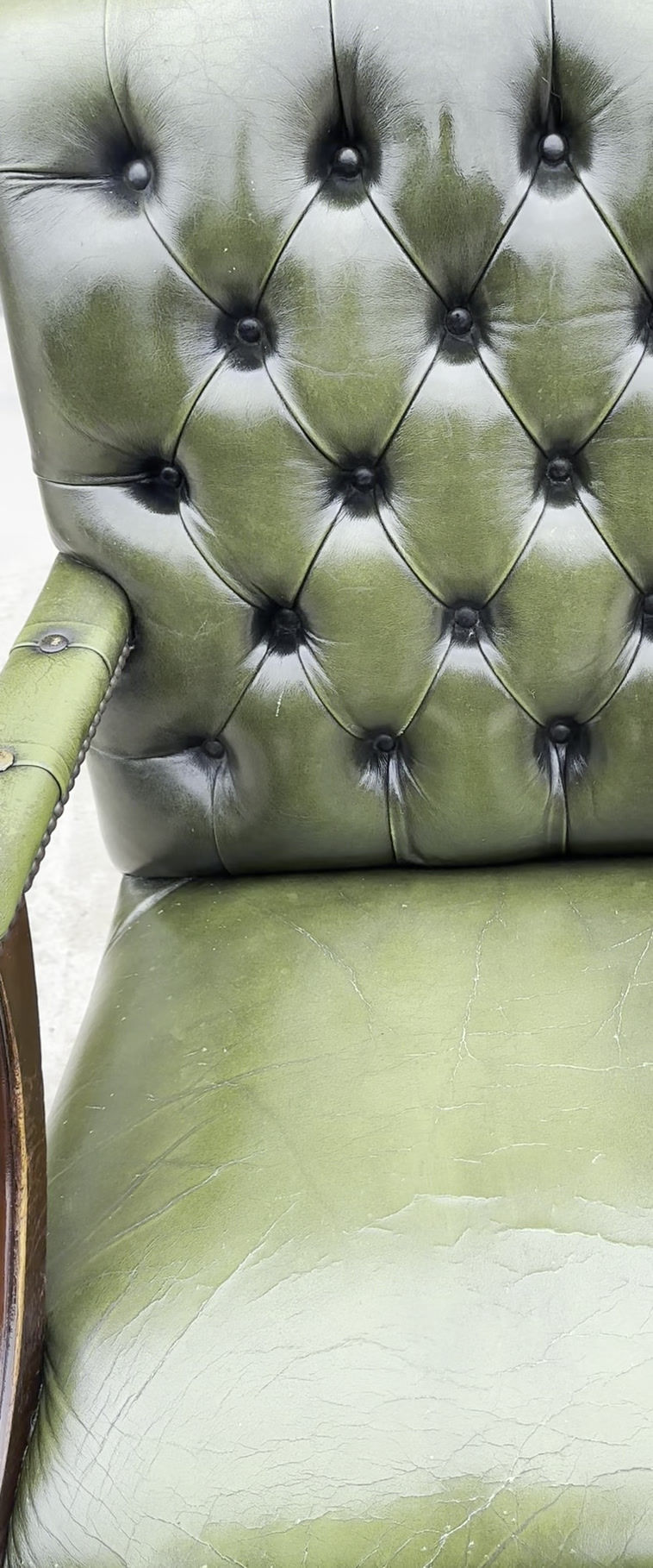 Thumbnail:  Gainsborough style Green leather armchair