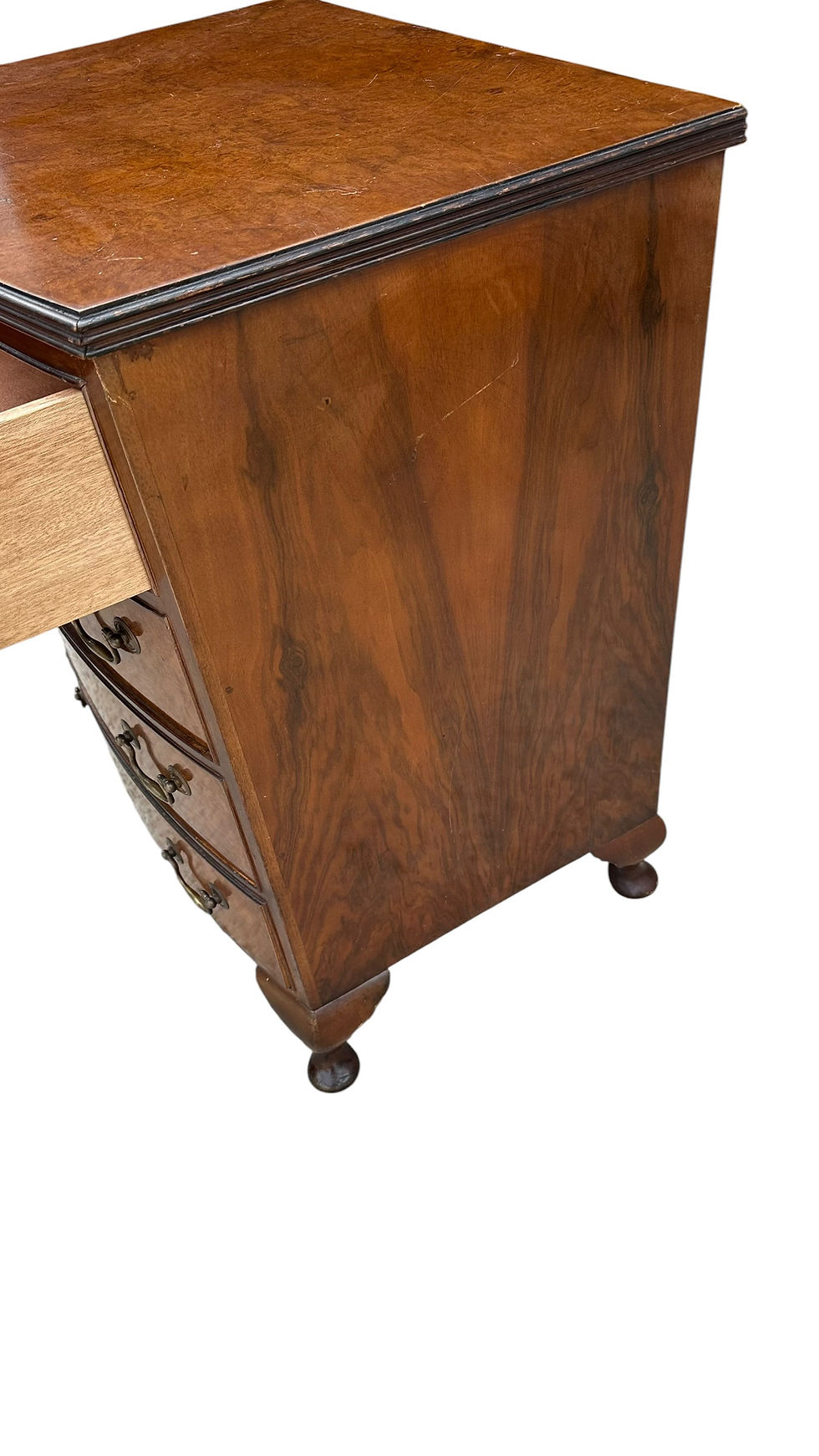 Thumbnail: Antique style Walnut bow front chest of drawers