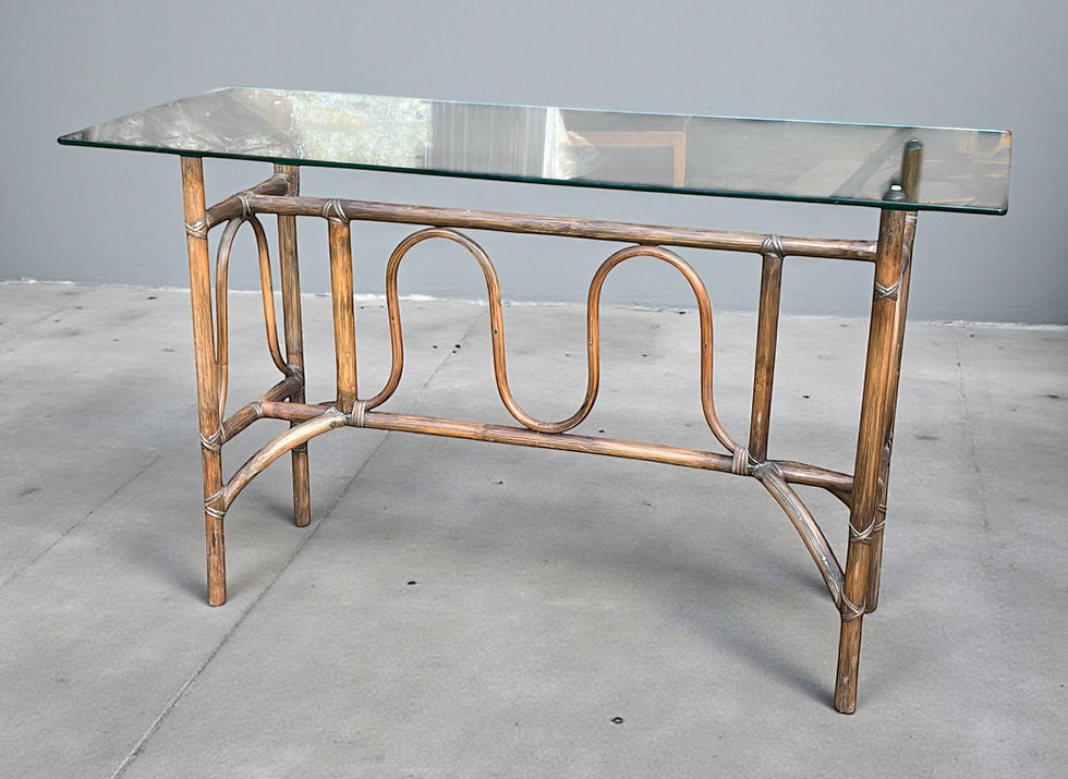 Mid century Bamboo and Rattan console table