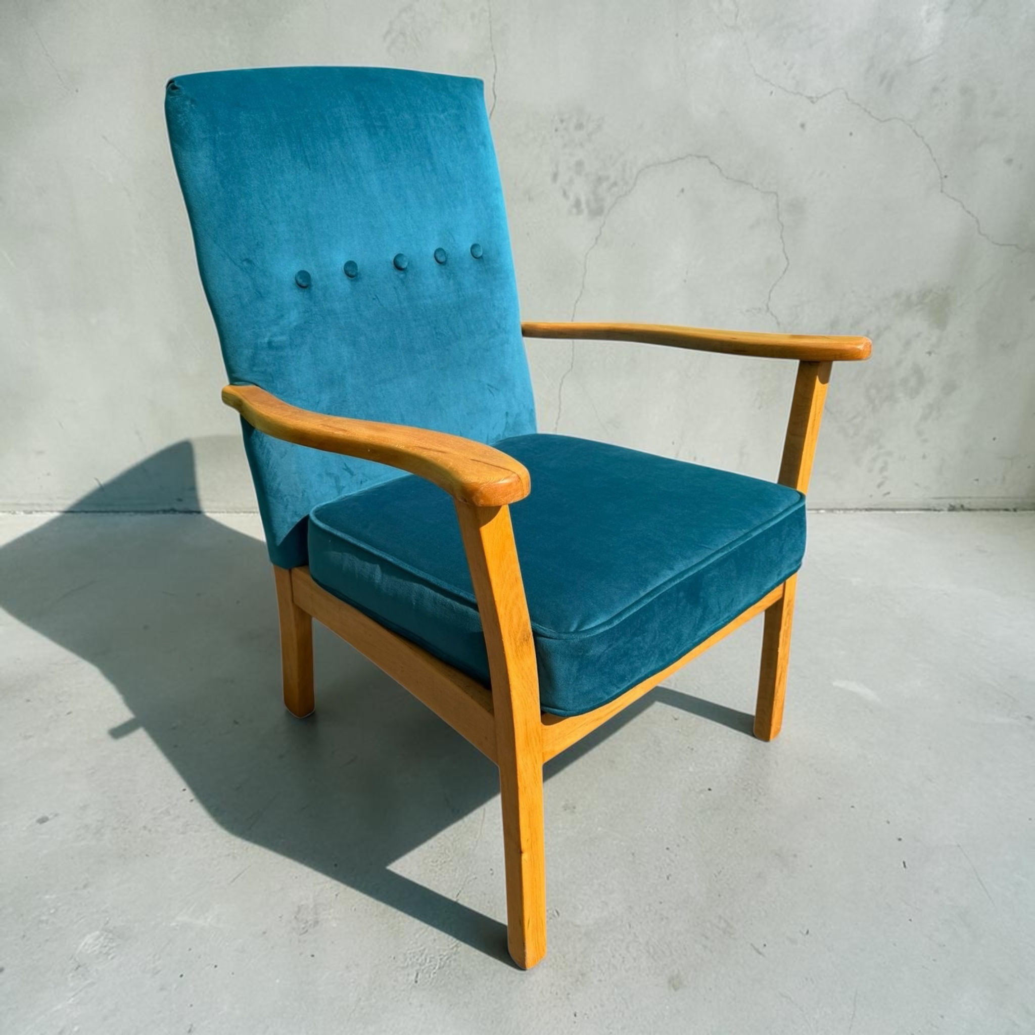 Mid Century newly upholstered arm chair