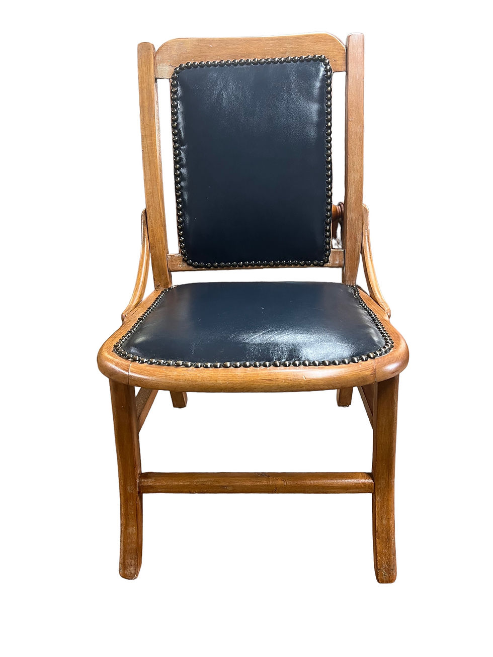 Thumbnail: Antique small Beech and Leather chair 