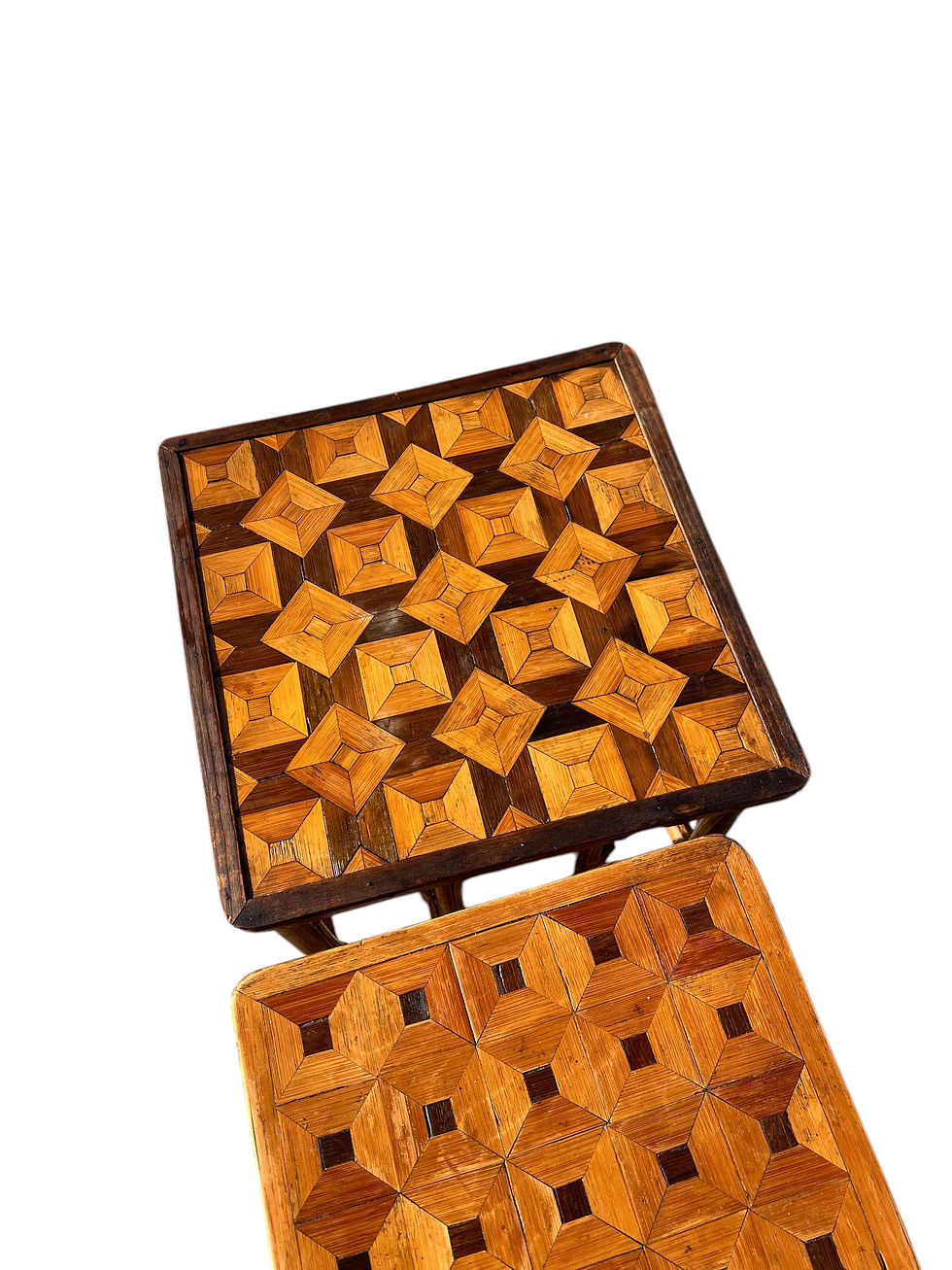 Thumbnail: Mid century marquetry Bamboo side tables 