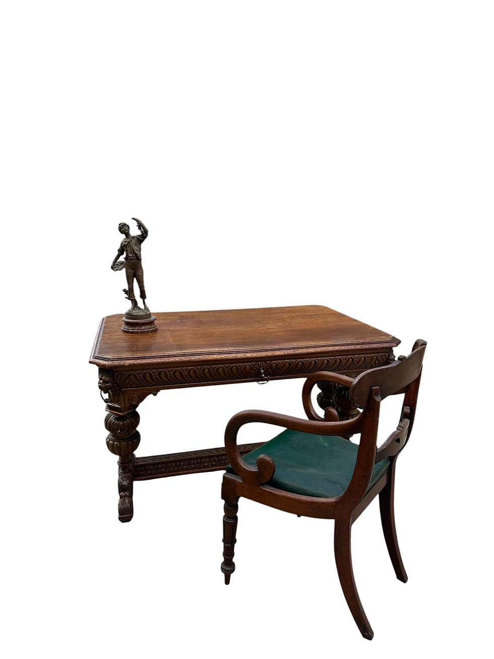 Thumbnail: Antique Victorian carved ‘Dolphin’ library desk