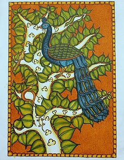 Beginners level online class on traditional Kerala mural painting theme mayuram