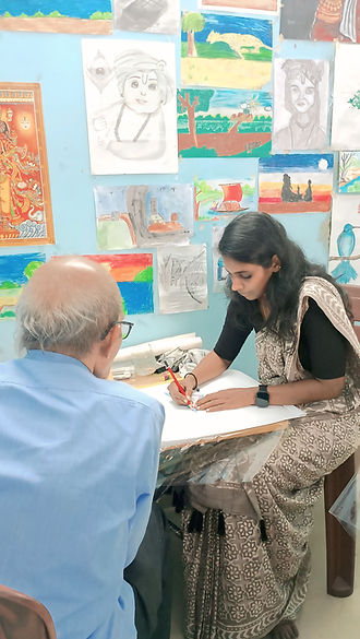 Students at Kerala mural workshop at Ernakulam