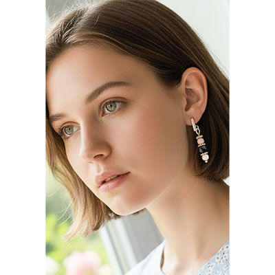 Edelstein Ohrringe mit Morganitperlen und Schneeflockenobsidian, handgefertigt – Inner Balance für Ruhe und Klarheit