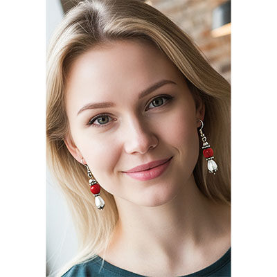 Edelstein Ohrringe mit roter Koralle und Schellperle, handgefertigt – Red Energy für Lebenskraft, Mut und Energie